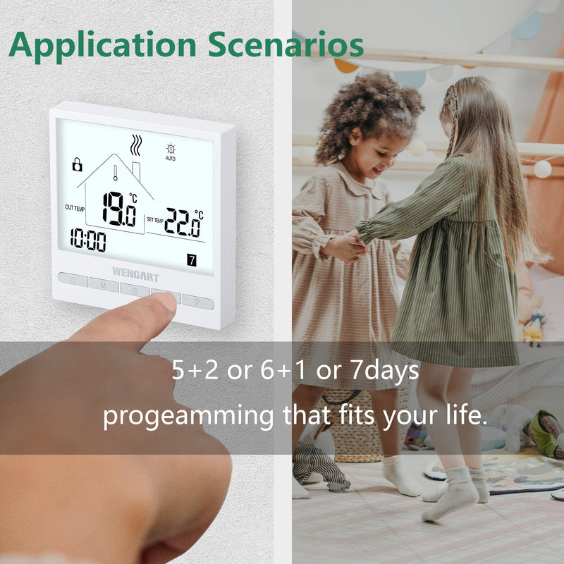 Heschen WiFi Thermostat Underfloor Heating WG376,AC230V 3A 2,4 GHz WiFi Work for Work for Water Underfloor Heating