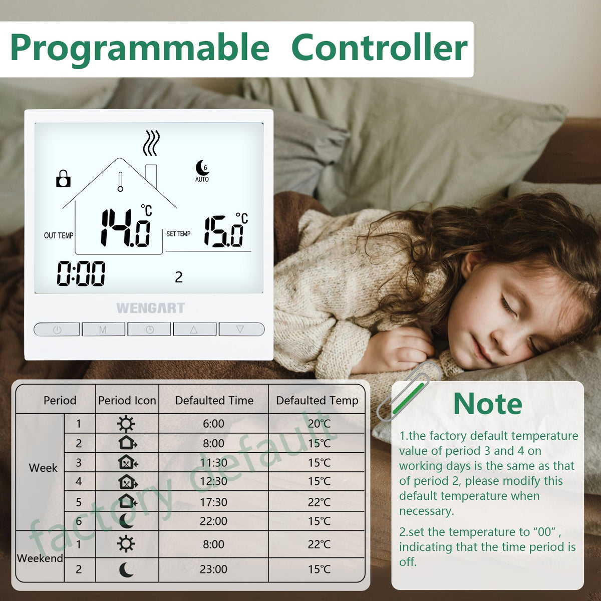 Heschen Programmable Touch Thermostat WG376,AC230V 3A