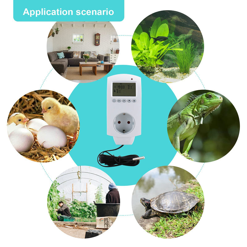 Heschen Plug in Thermostat WG02TP,7 day programmable,LCD Digital Display,Heating & Cooling Outlet,3600W