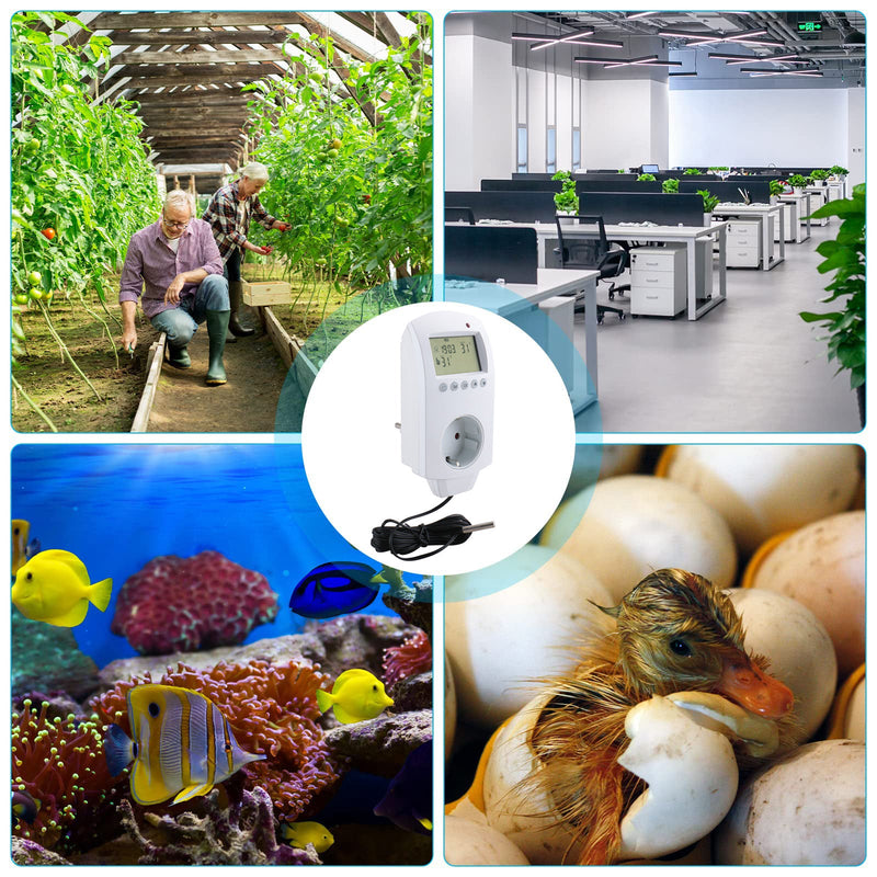 Heschen Plug in Thermostat WG02TP,7 day programmable,LCD Digital Display,Heating & Cooling Outlet,3600W