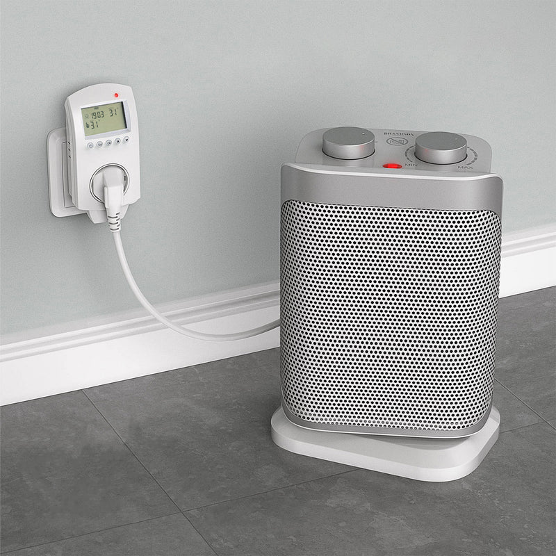 Heschen Plug in Thermostat WG02TP,7 day programmable,LCD Digital Display,Heating & Cooling Outlet,3600W