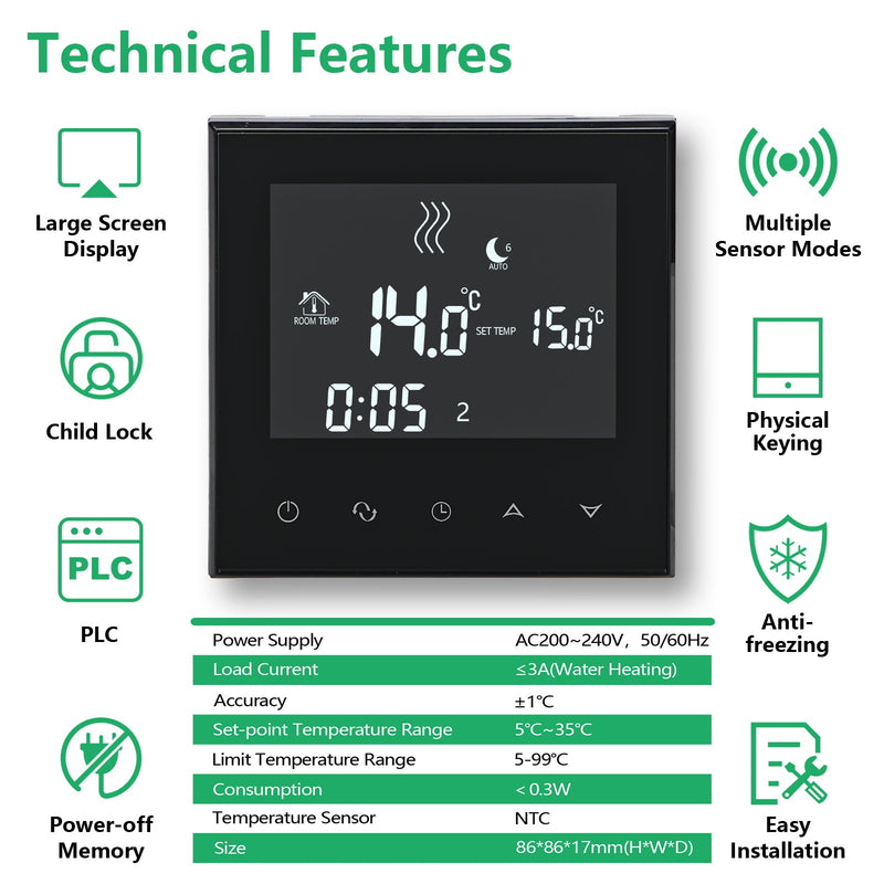 Heschen Thermostat WG03-4,AC230V Max3A