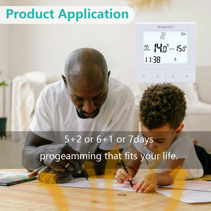 Heschen Tuya Thermostat WG372,AC230V 3A 2,4 GHz WiFi Work for Work for Water Underfloor Heating