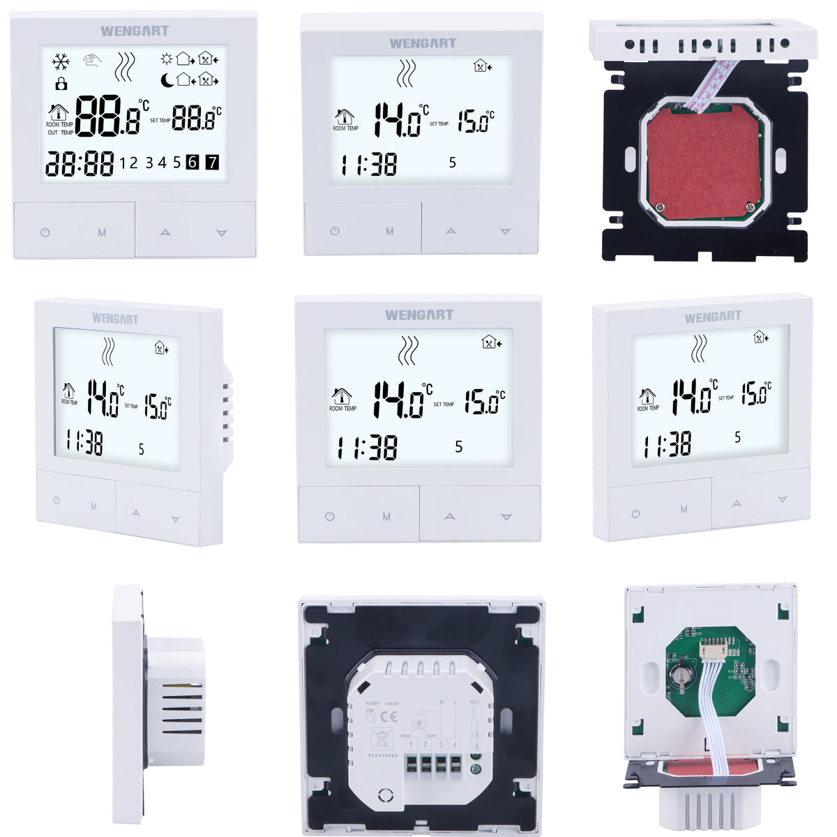 Heschen Tuya Thermostat WG372,AC230V 3A 2,4 GHz WiFi Work for Work for Water Underfloor Heating