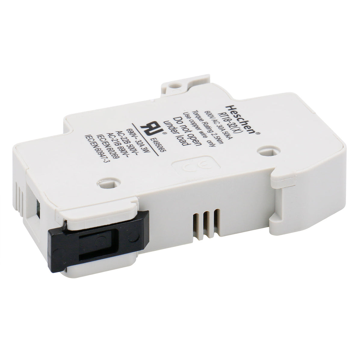 Cylindrical Fuse Holder Base RT18-32(X) 32A AC 690V 1 Pole DIN Rail Mounting for 10 x 38mm Fuse CE UL Listed