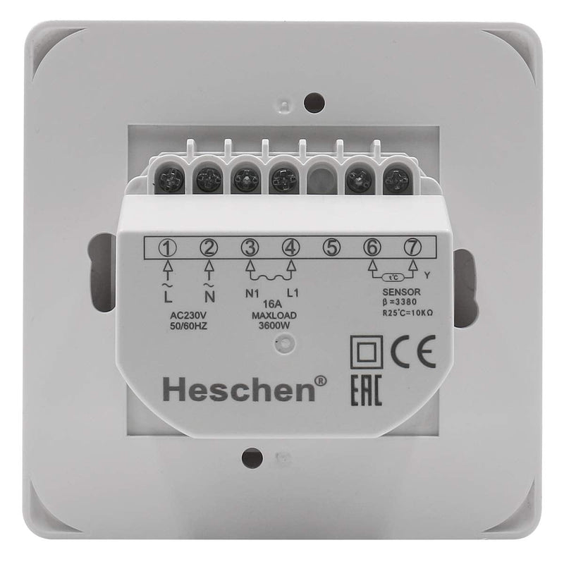 Heschen Radiant Heating Nonprogrammable Thermostat AC 230V 16A Manual Thermostats Controller for Control of Electric heating devices