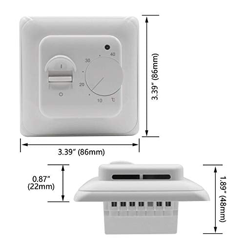 Heschen Radiant Heating Nonprogrammable Thermostat AC 230V 16A Manual Thermostats Controller for Control of Electric heating devices