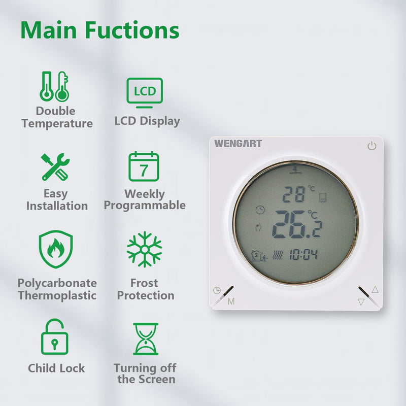 Heschen Water Heating Thermostat WG106,Weekly Programming,Linkable Gas Boiler