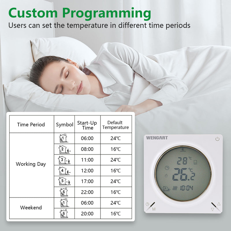 Heschen Water Heating Thermostat WG106,Weekly Programming,Linkable Gas Boiler