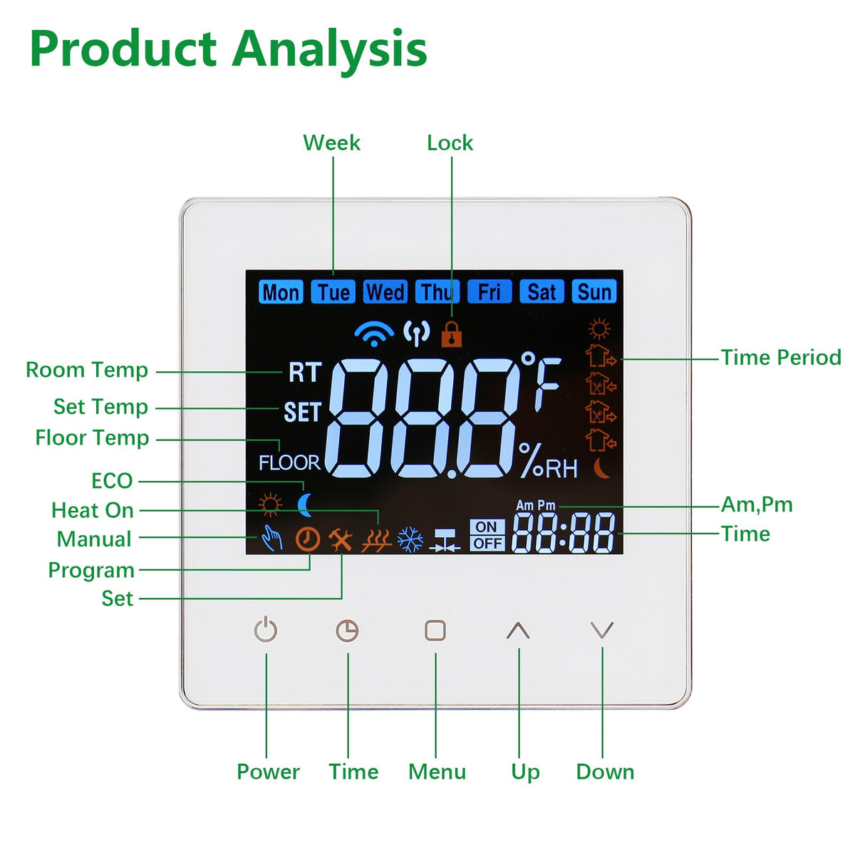 Heschen Digital Thermostat WG538,Weekly Programming,Colorful Display