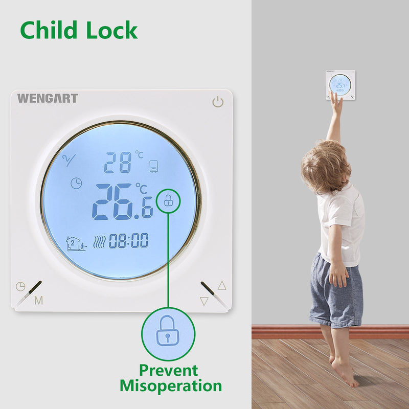 Heschen Water Heating Thermostat WG106,Weekly Programming,Linkable Gas Boiler
