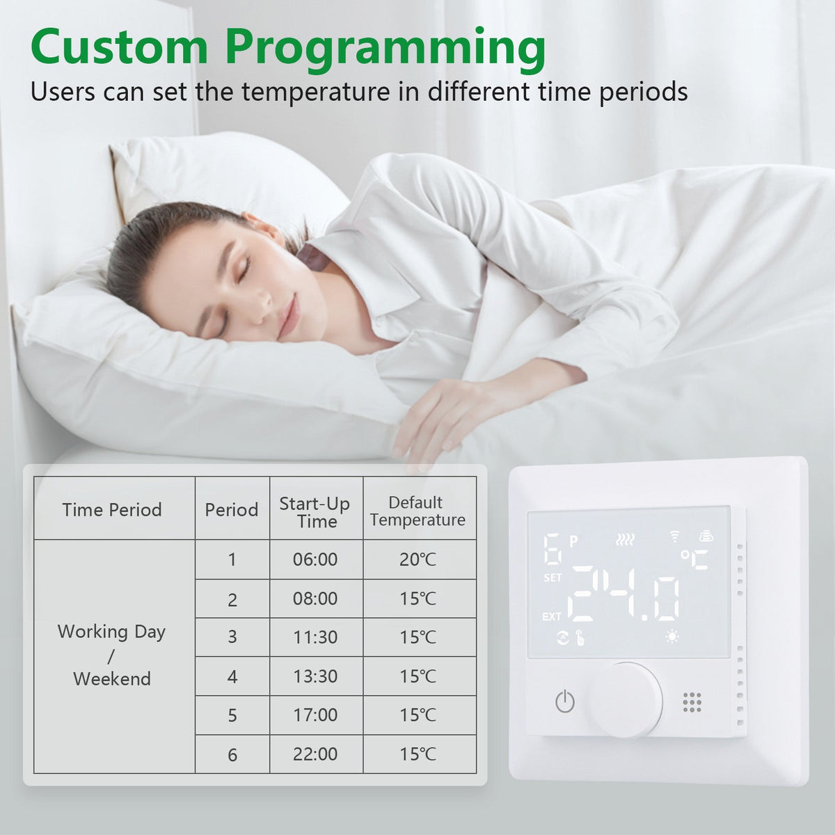 Heschen WIFI Heating Thermostat WG510,Rotate to Set Temperature,Heat and Cold Modes Adjustable
